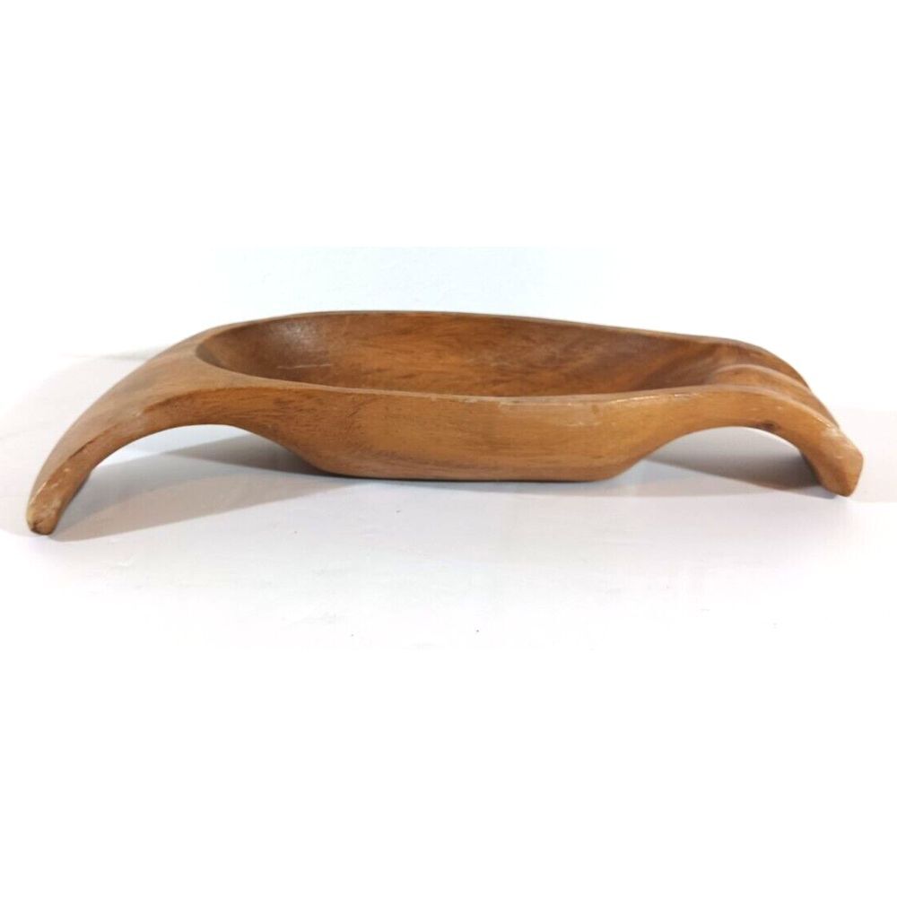 Vintage MCM Hawaiian MONKEY POD Hand Carved WOOD SERVING BOWL Trinket Tray